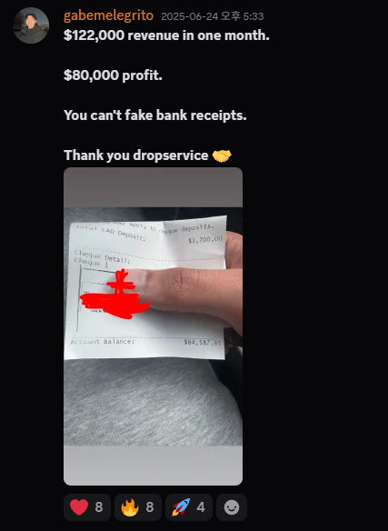 Client did $122,000 revenue and $80,000 profit in one month